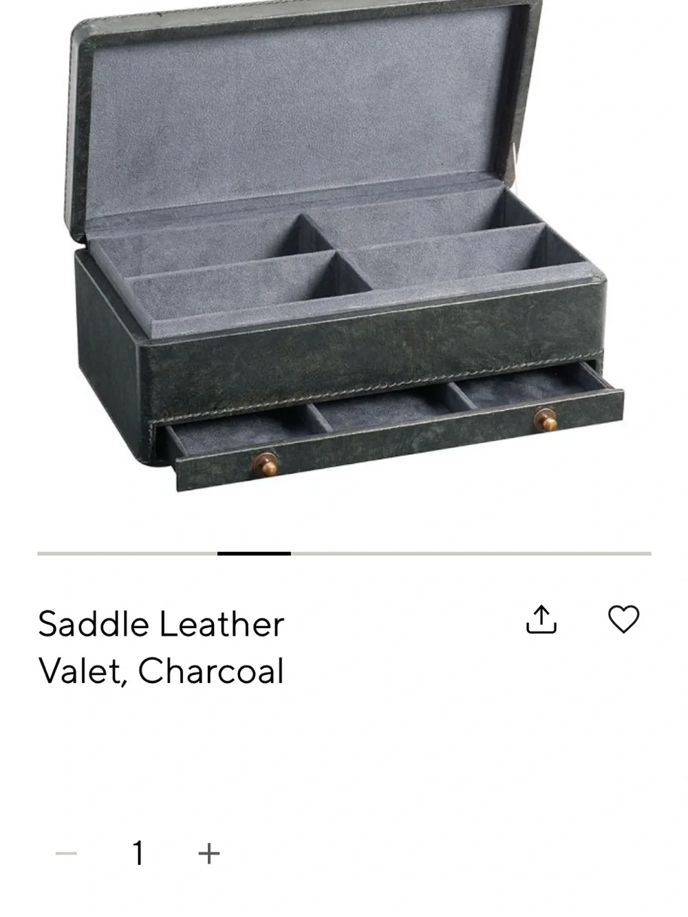 Pottery Barn Brown Leather Men’s Accessory Box with Brass Pulls